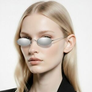 Silver Oval Frames With Silver White Lenses Vintage Fashion Classic Sung…